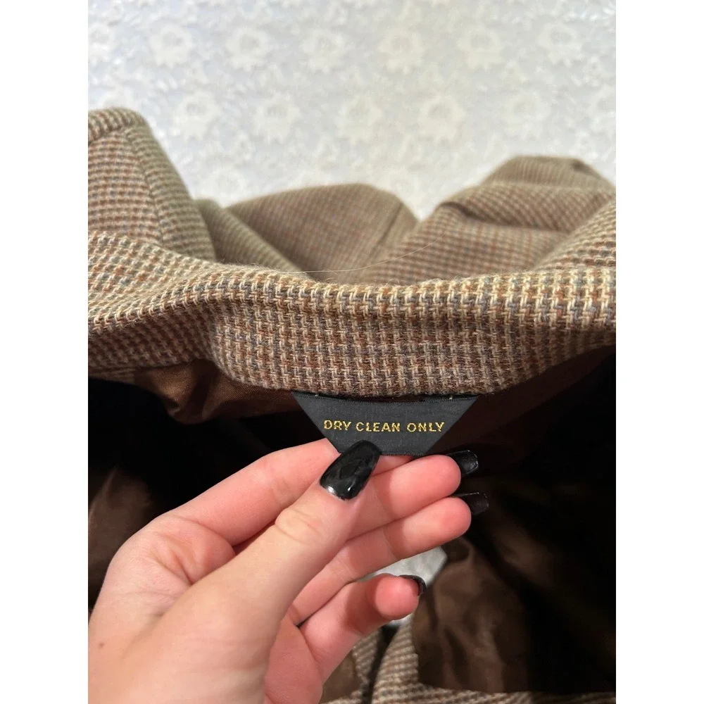 Vintage Pendleton Brown Houndstooth 100% Virgin Wool Blazer Mens 40 Sport Coat